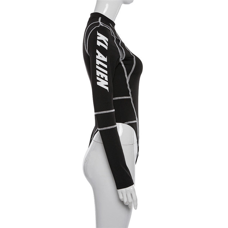 Long Sleeve Graphic Compression Bodysuit