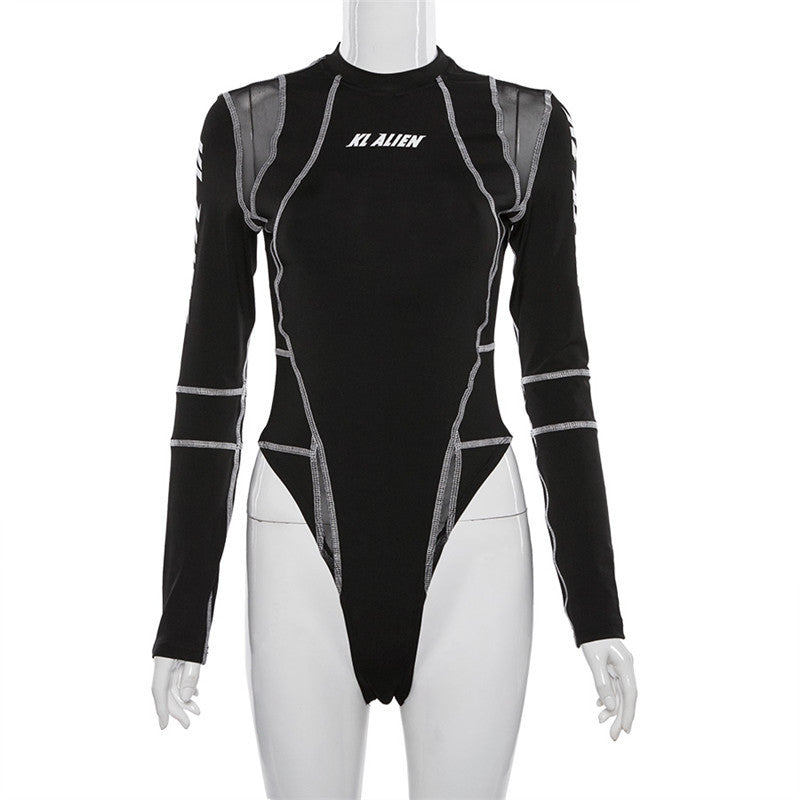Long Sleeve Graphic Compression Bodysuit