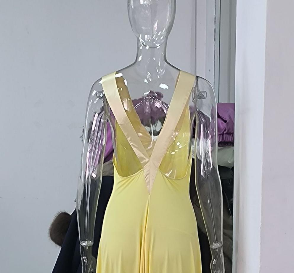 Elegant Deep V Neck Sleeveless Maxi Dress