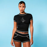 Graphic Crop Top & Shorts Lounge Set for Women