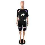 Women`s Bow Detail Tee & Drawstring Shorts Set