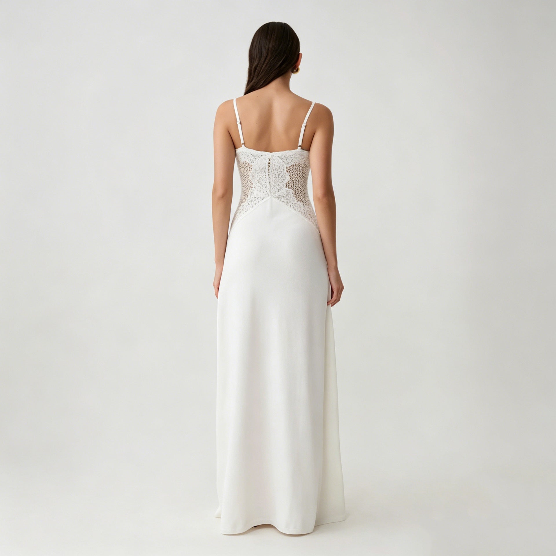 Women`s Lace Trim Spaghetti Strap Maxi Dress Style