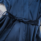 Women`s Satin Feather Trim Robe Sleepwear Set