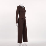 Women`s Button Front Long Sleeve Lounge Set