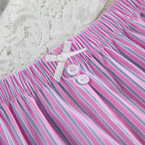 Women`s Striped Button Front Pajama Shorts Set