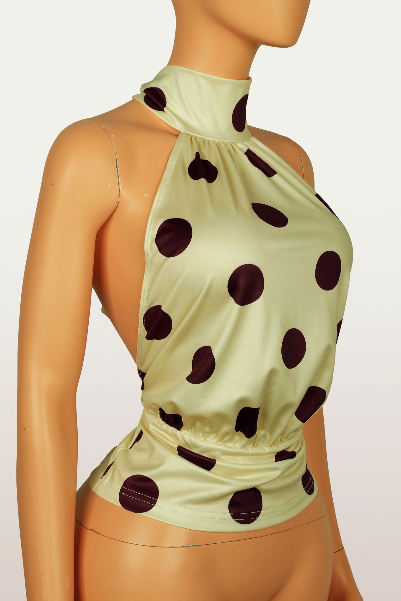 Women`s Polka Dot Halter Neck Sleeveless Top