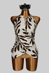 Women`s Printed Halter Neck Wrap Style Top