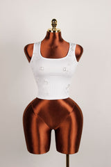 Women`s Rhinestone Ribbed Sleeveless Knit Tank