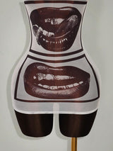 Graphic Print Sleeveless Bodycon Mini Dress