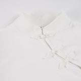 Mandarin Collar Cutout Slim Fit Casual Top