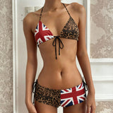 Leopard & Union Jack Triangle Bikini Set