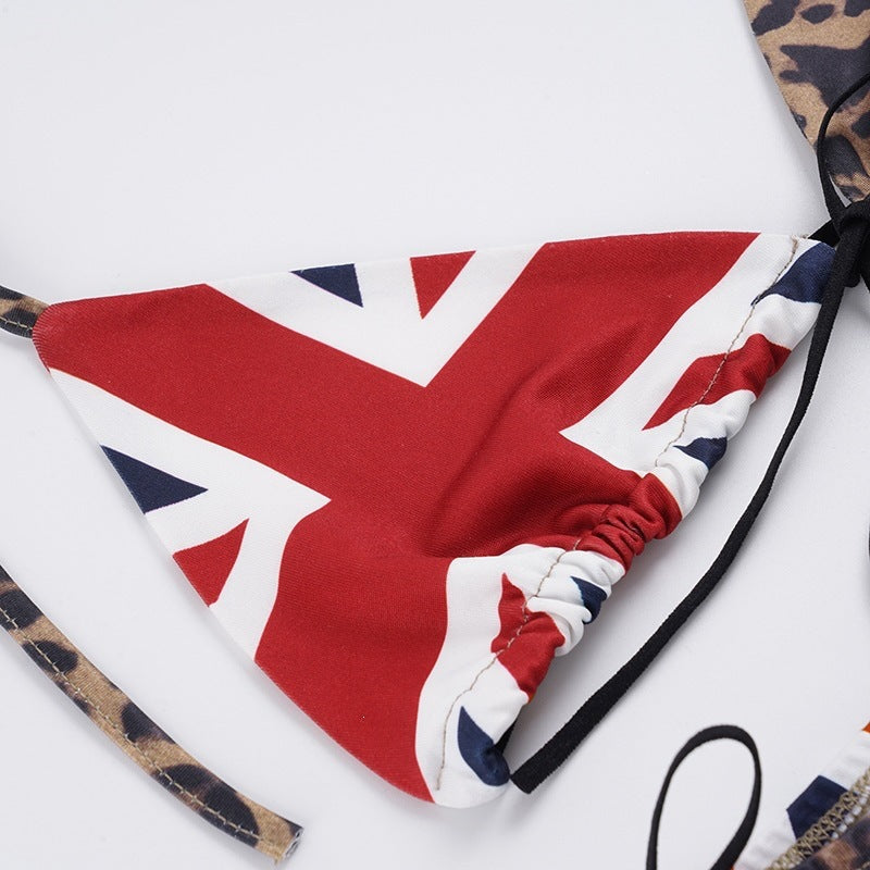 Leopard & Union Jack Triangle Bikini Set