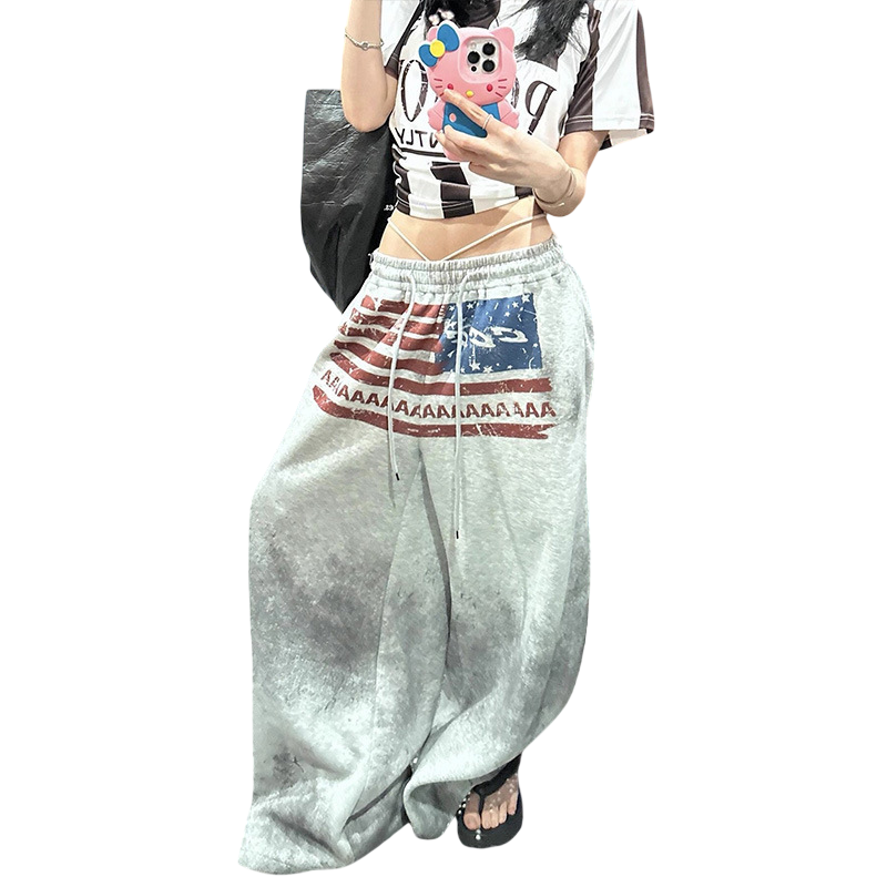 American Flag Print Wide Leg Lounge Pants