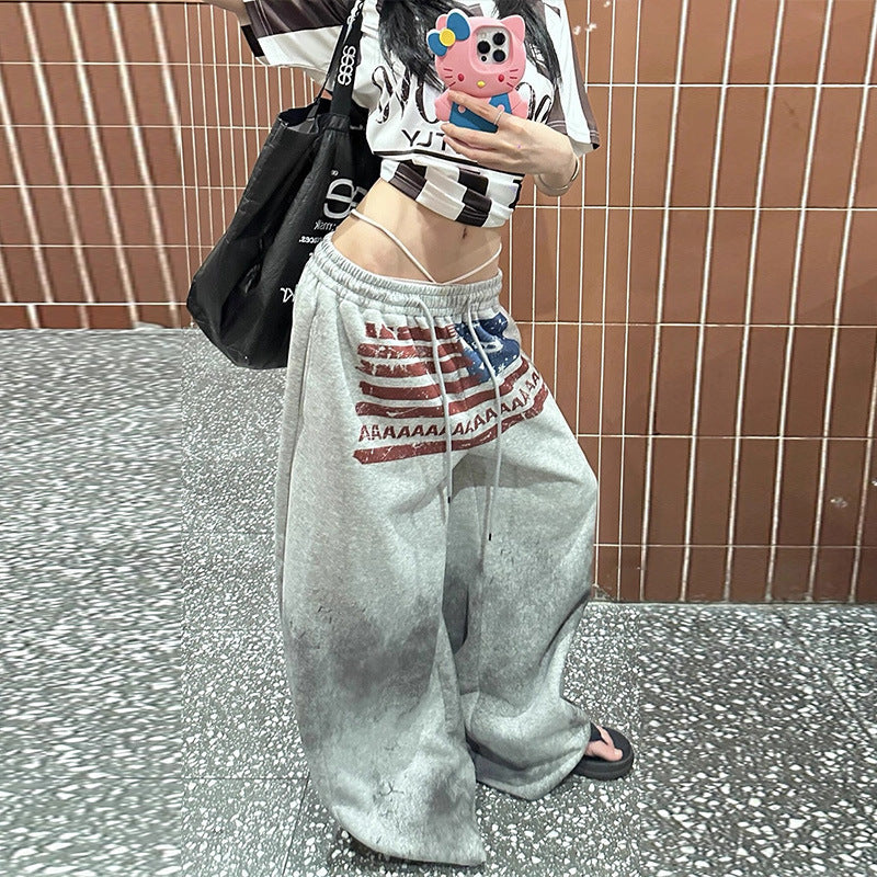 American Flag Print Wide Leg Lounge Pants