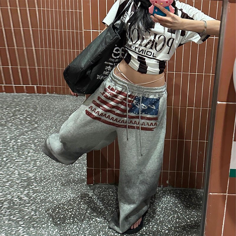 American Flag Print Wide Leg Lounge Pants