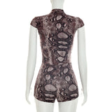Snake Print Keyhole Bodycon Romper for Women