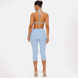 Halter Neck Draped Cutout Capri Jumpsuit Women