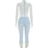 Halter Neck Draped Cutout Capri Jumpsuit Women