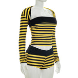 Striped Off Shoulder Top & Shorts Lounge Set