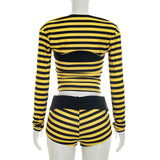 Striped Off Shoulder Top & Shorts Lounge Set