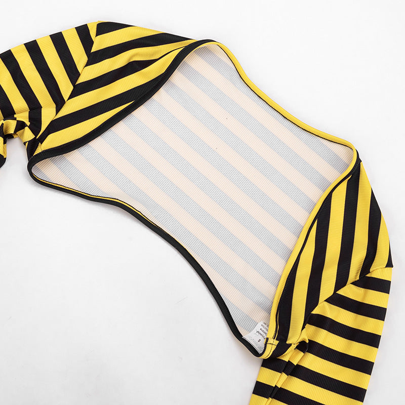 Striped Off Shoulder Top & Shorts Lounge Set