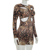 Leopard Print Cutout Bodycon Romper for Women