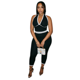 Lace Trim Halter Capri Jumpsuit for Women