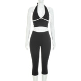Lace Trim Halter Capri Jumpsuit for Women