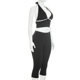 Lace Trim Halter Capri Jumpsuit for Women