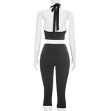 Lace Trim Halter Capri Jumpsuit for Women