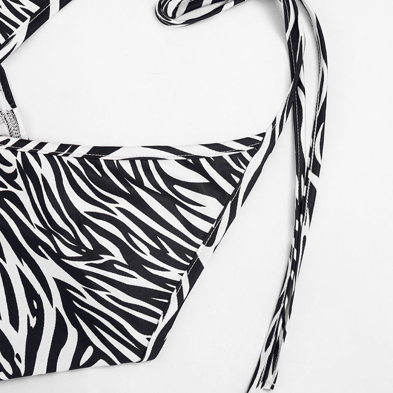 Zebra Print Halter Bodycon Romper for Women