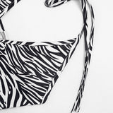 Zebra Print Halter Bodycon Romper for Women