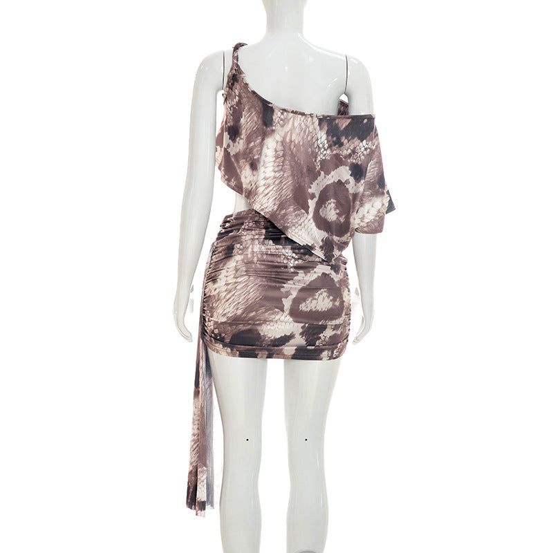 Tie Dye Draped Crop Top & Mini Skirt Two Piece Set