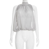 Draped Halter Scarf Neck Sleeveless Blouse Top