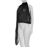 Draped Halter Scarf Neck Sleeveless Blouse Top