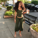 Cutout Crop Tank & Wide Leg Pants Two Piece Set
