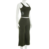 Cutout Crop Tank & Wide Leg Pants Two Piece Set