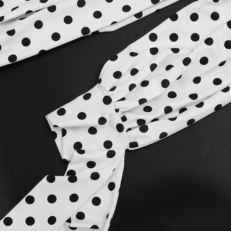 Polka Dot High Neck Bubble Mini Dress for Women
