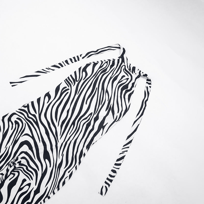 Zebra Print Sleeveless Bodycon Jumpsuit for Women