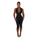 Cut Out Halter Capri Jumpsuit for Women Fashion