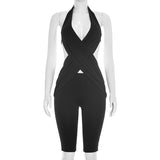 Cut Out Halter Capri Jumpsuit for Women Fashion