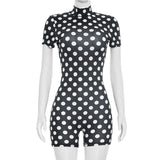 Polka Dot Mock Neck Bodycon Romper for Women Style