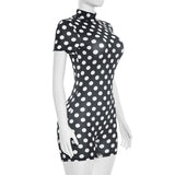 Polka Dot Mock Neck Bodycon Romper for Women Style