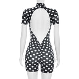 Polka Dot Mock Neck Bodycon Romper for Women Style