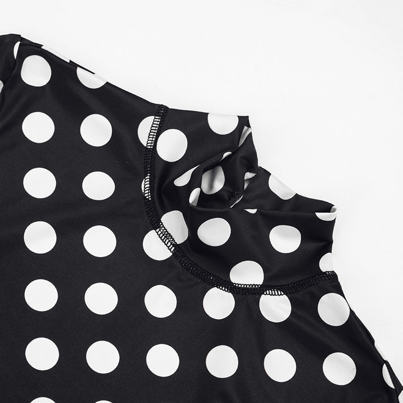 Polka Dot Mock Neck Bodycon Romper for Women Style