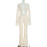 Wrap Tie Cut Out Two Piece Pant Set for Women Chic