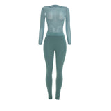 Polka Dot Mesh Bodysuit & Pants Set for Women Chic