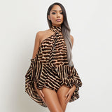 Animal Print Halter Cut Out Romper for Women Chic