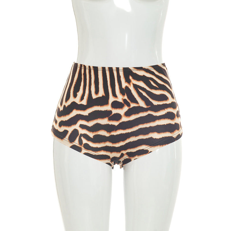 Animal Print Halter Cut Out Romper for Women Chic