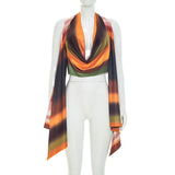 Abstract Print Halter Drape Top for Women Fashion